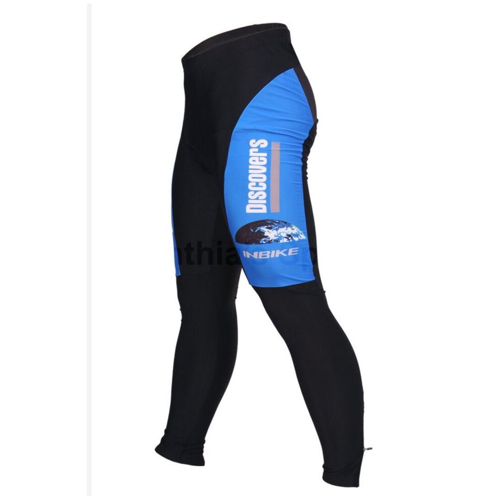 NWT INBIKE Mens Cycling Compression Pants Black & Blue Large Pads Discovery Logo
